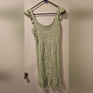 Monteau Los Angeles Green Floral Dress Women's Size Small